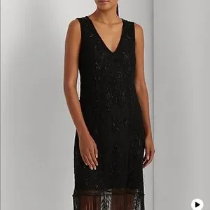 Ralph Lauren フォーマルドレス BEADED HALTER BLACK Lauren Ralph Lauren Women's Beaded Sequined Twist-Front